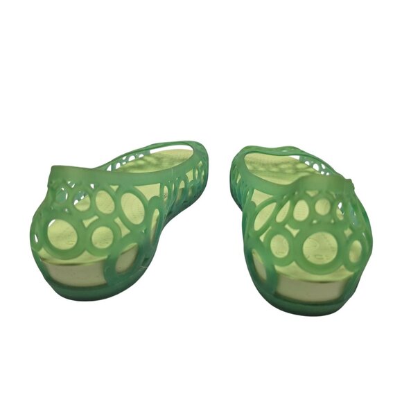 Crocs Adrina Sandals Women Shoes Jelly Flats Green Rubber Peep Toe Sz 8 - Picture 4 of 7